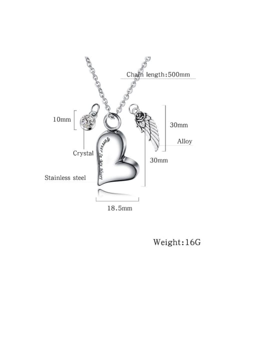 Open Sky Titanium With White Gold Plated Personality Heart Necklaces 4