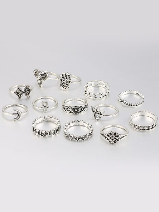 silver Retro style Personalized Alloy Ring Set