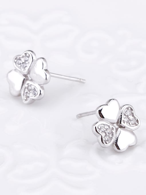 OUXI 925 Sterling Silver Flower-shaped AAA Zircon stud Earring 2