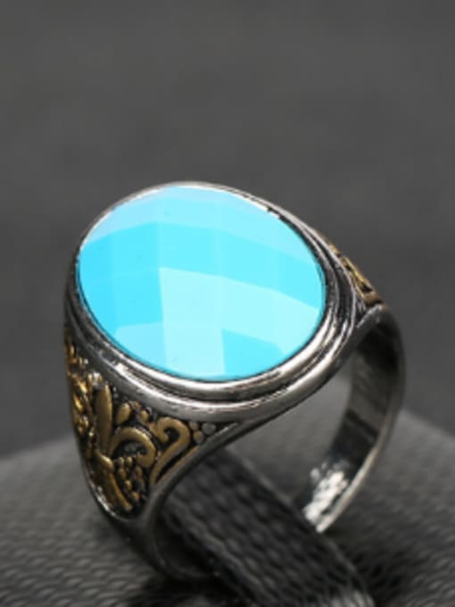 Gujin Retro Oval Resin stone Double Color Plated Alloy Ring 2