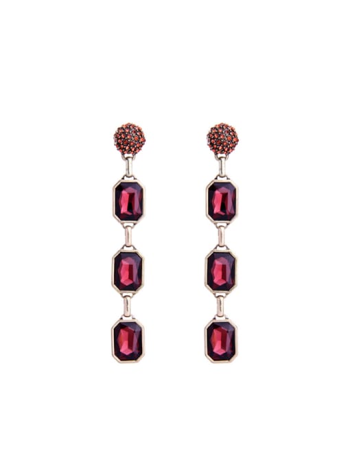 Red -2 Rectangle Stones Charming drop earring