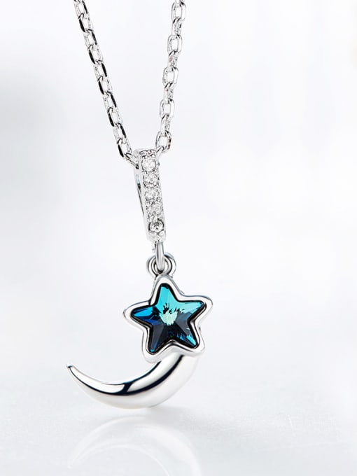 CEIDAI Simple Little Moon Star austrian Crystal Copper Necklace 2