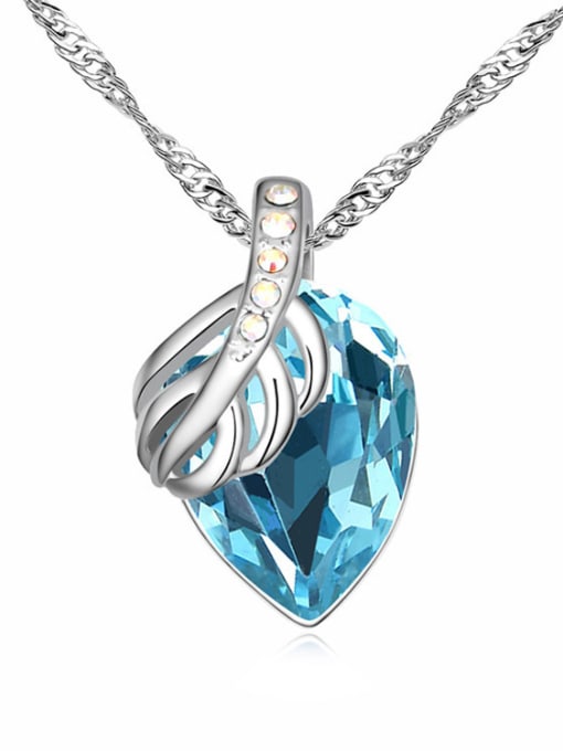 light blue Water Drop austrian Crystal Pendant Alloy Necklace