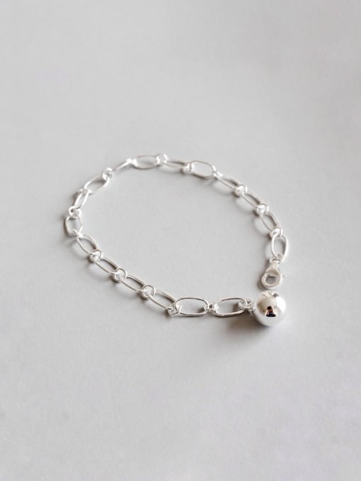 DAKA 925 Sterling Silver With Silver Plated Simplistic Circle chain Bracelets 0
