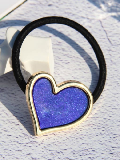 Royal Blue Rubber Band With Cellulose Acetate  Fashion Heart Hair Ropes