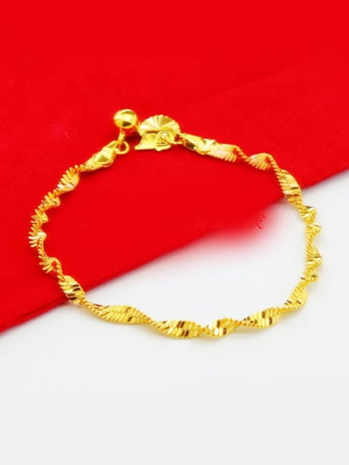 golden Creative 24K Gold Plated Wave Design Copper Bracelet