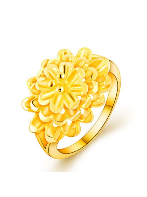 Yi Heng Da Luxury 24K Gold Plated Flower Shaped Copper Ring