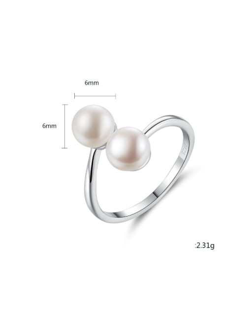 CCUI Sterling Silver 6-7mm natural freshwater pearl free size ring 4