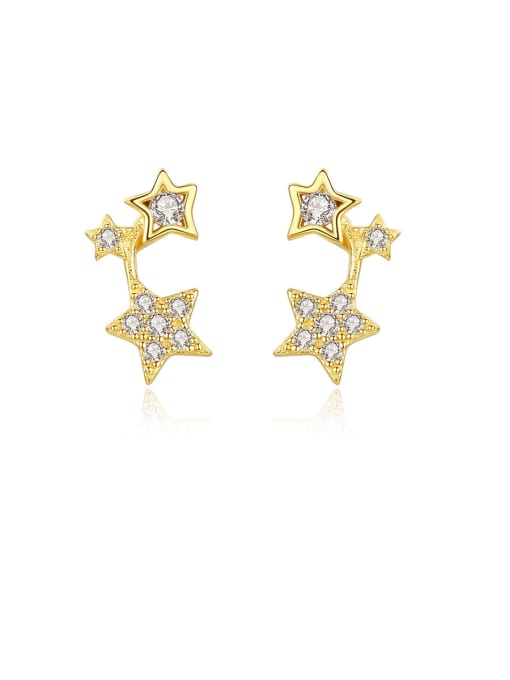 CCUI 925 Sterling Silver With Gold Plated Simplistic Star Stud Earrings 0