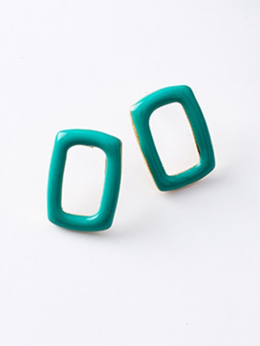B Green Alloy With Platinum Plated Simplistic  Pinkycolor Square Stud Earrings