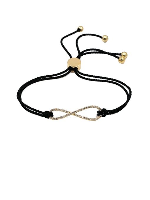 18K Gold-Black Rope Copper With  Cubic Zirconia  simple Rope weaving    8-shaped Bracelets