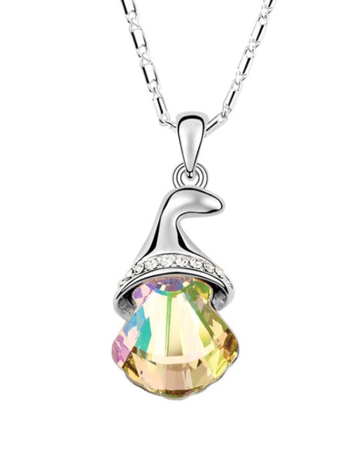 green Fashion Shell-shaped austrian Crystal Wind-bell Pendant Alloy Necklace
