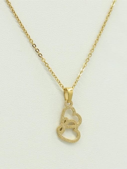 XIN DAI Double Heart-shape Pendant Clavicle Necklace 0