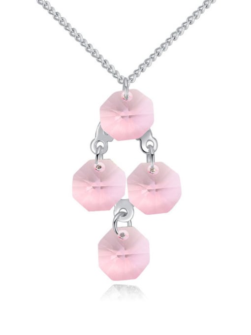 pink Simple Cubic austrian Crystals Pendant Alloy Necklace