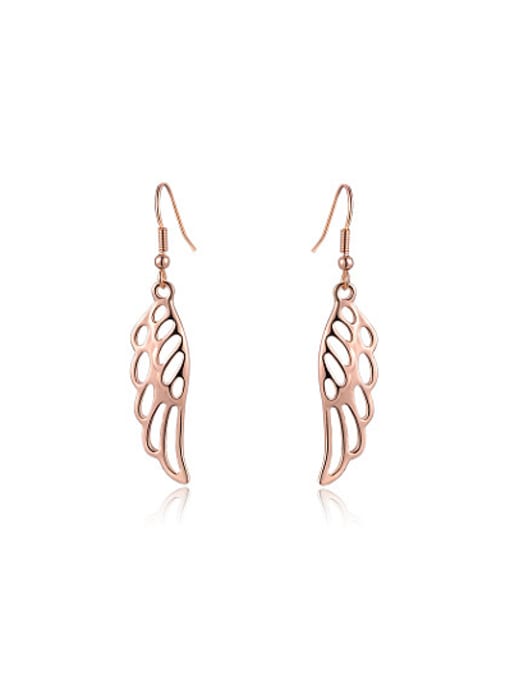 Rose Gold Fashionable Hollow Wing Shaped Drop Earrings