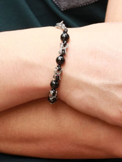 Open Sky Personalized Black Beads Titanium Bracelet 1