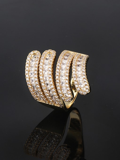 gold Copper With Cubic Zirconia Fashion Geometric Rings