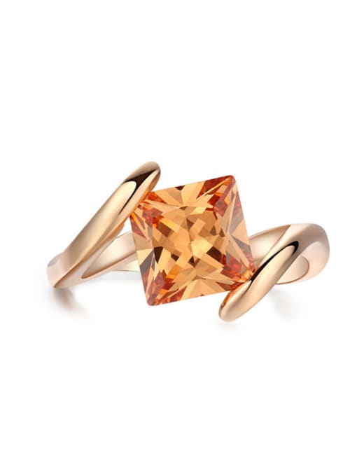 ZK Noble Rose Gold Plated Shining Zircons Ring 0