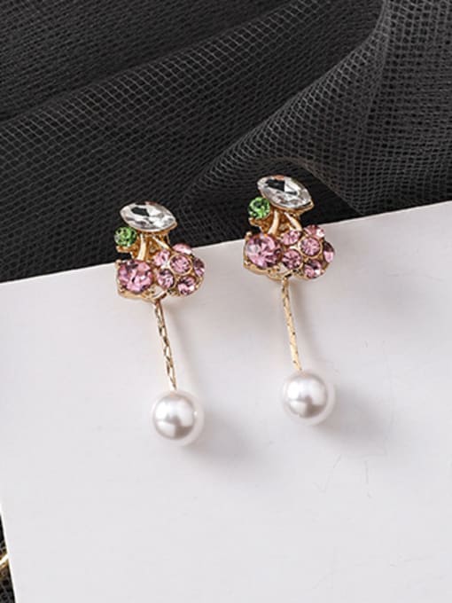 A Pink (Cherry) Alloy With Cubic Zirconia  Fashion Friut Grape Drop Earrings
