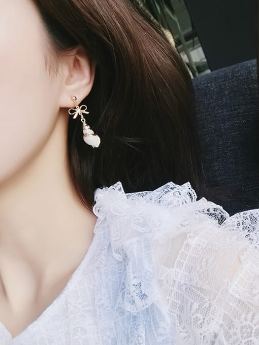 Girlhood Alloy With Gold Plated Cute Shell Earrings 1