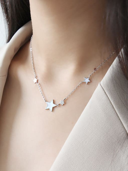 DAKA 925 Sterling Silver With Silver Plated Simplistic Star Anklets 2