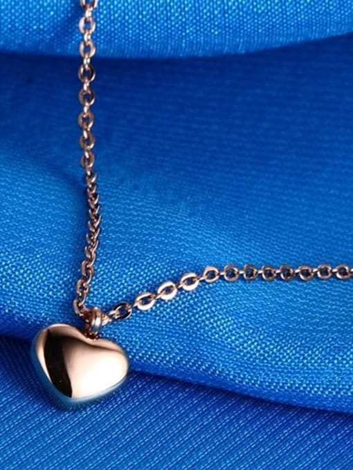 CONG Trendy Rose Gold Plated Heart Shaped Titanium Necklace 1