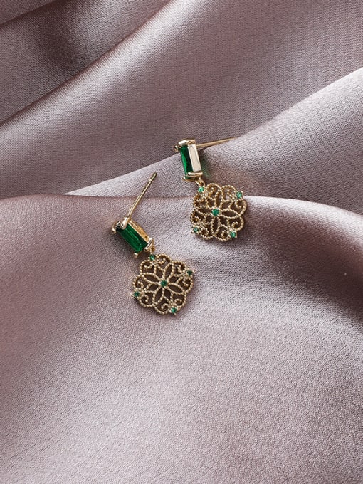 Main plan section Alloy With Gold Plated Delicate  Hollow  Flower Drop Earrings