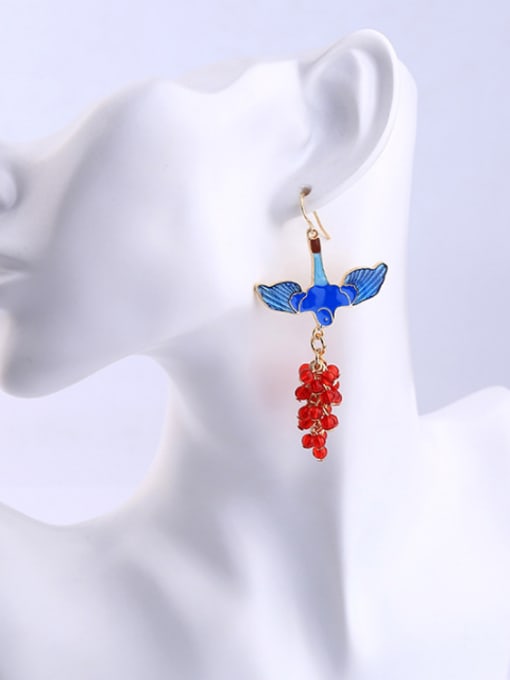 KM Fashion Beads Birds Luxury Women Alloy Drop hook earring 2