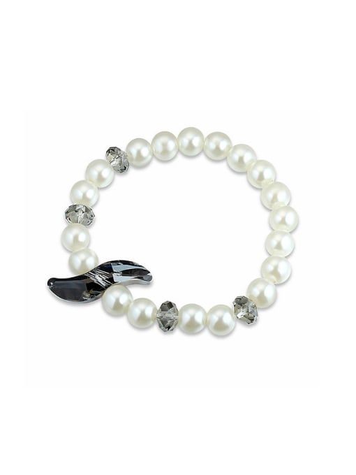 QIANZI Fashion White Imitation Pearls austrian Crystals Bracelet