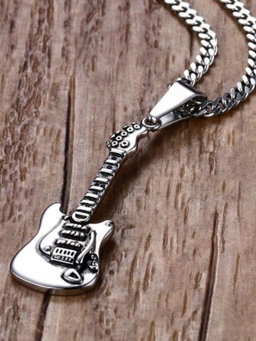 CONG Trendy Guitar Shaped Titanium Men Necklace 2