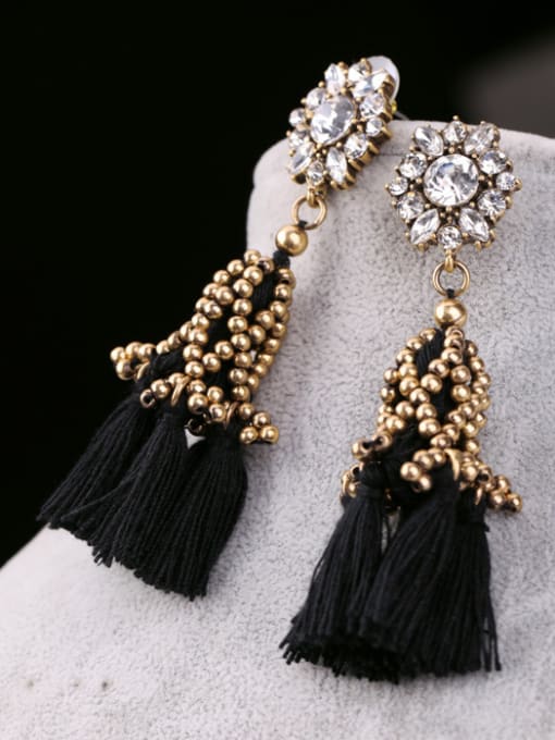 KM Fashion Small Luxury Tassels Wool Drop stud Earring 1