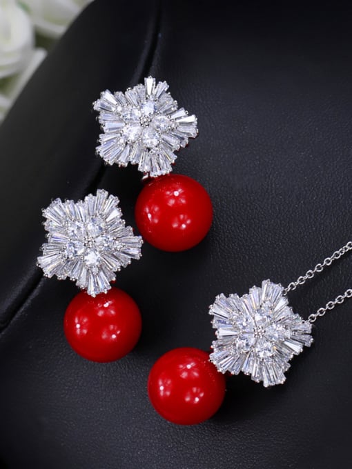 L.WIN Snowflake Zircon Pearl Jewelry Set 2