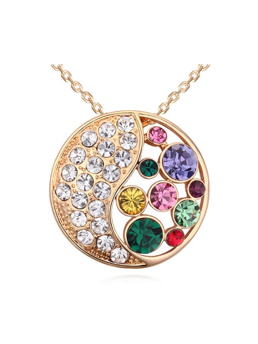 QIANZI Fashion Cubic austrian Crystals Round Pendant Alloy Necklace