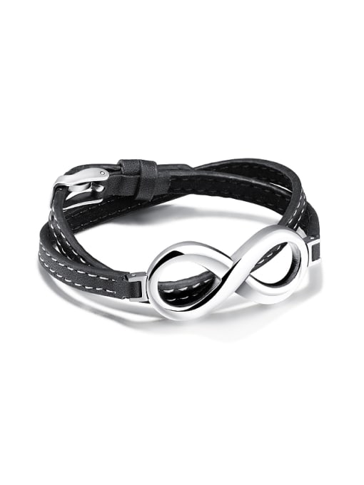 titanium Fashion Eight-shaped Titanium Artificial Leather Bracelet
