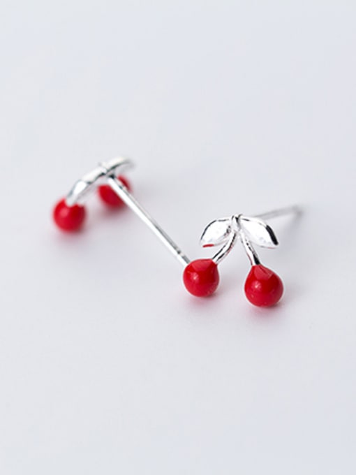 Rosh Women Fresh Cherry Shaped S925 Silver Stud Earrings 0
