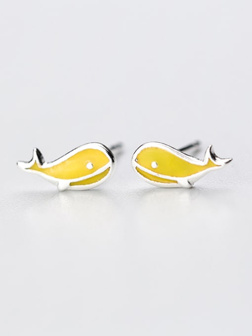 Rosh Fresh Yellow Fish Shaped Glue S925 Silver Stud Earrings 0