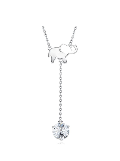 CEIDAI Simple Tiny Elephant Cubic austrian Crystal 925 Silver Necklace 0