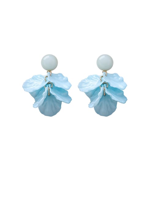 B Blue Alloy With Acrylic  Personality Multi-layered petals  Drop Earrings
