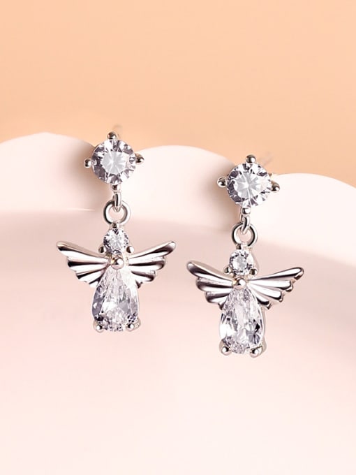 Dan 925 Sterling Silver With Cubic Zirconia Trendy Insect Drop Earrings 3