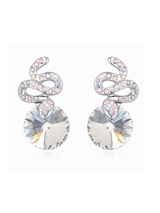 White Fashion Cubic austrian Crystals Little Snake Stud Earrings
