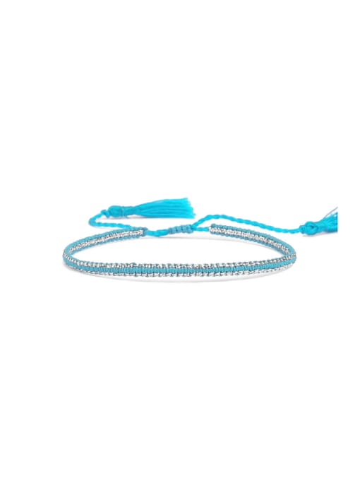 028 Handmade Woven Rope Glass Beads Colorful Bracelet