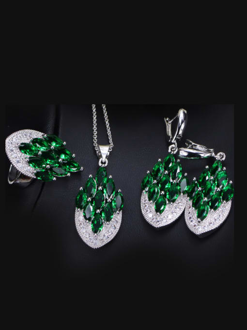 Treasure Mother Green Ring 6 Yards Exquisite Luxury Wedding Accessories Jewelry Set