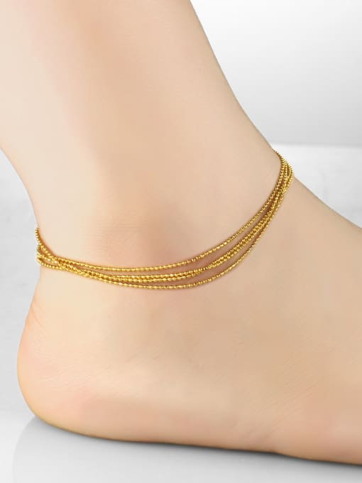 Open Sky Simple Four Chain Tiny Beads Anklet 1