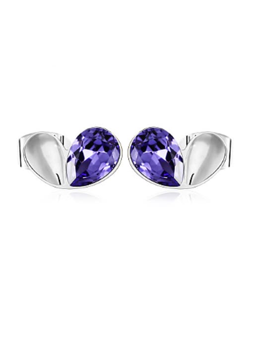 purple Tiny Heart-shaped Austria Crystal Stud Earrings