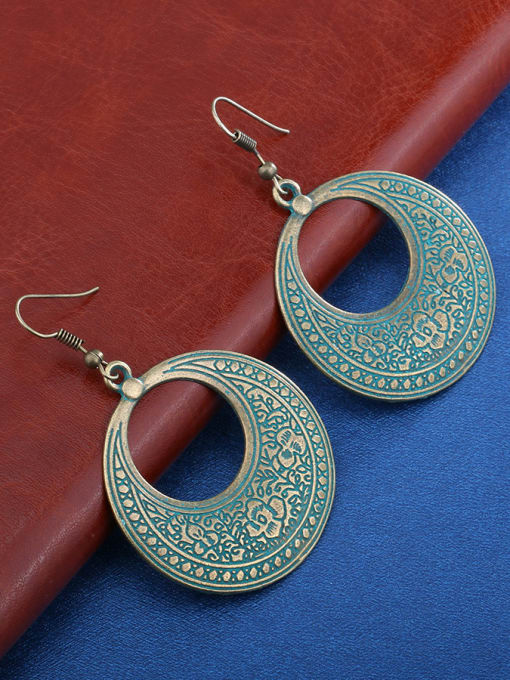 Gujin Retro style Exaggerated Antique Bronze Plated Round Drop Earrings 2