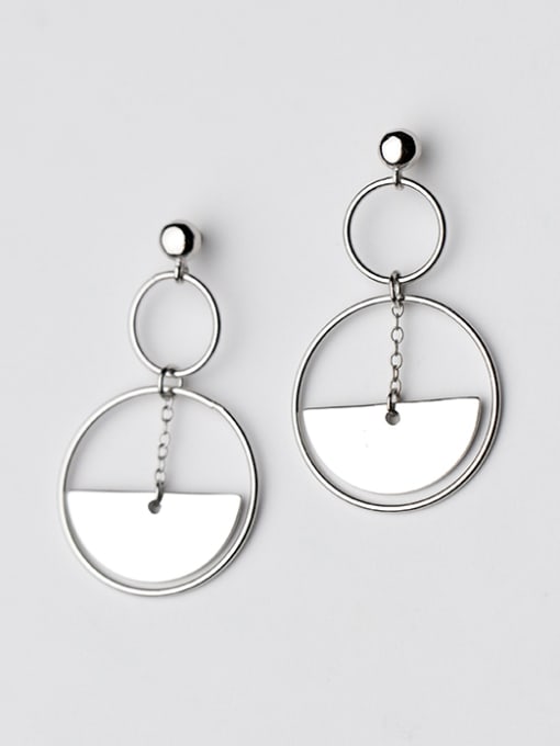 Rosh Personality Round Shaped S925 Silver Drop Earrings 0