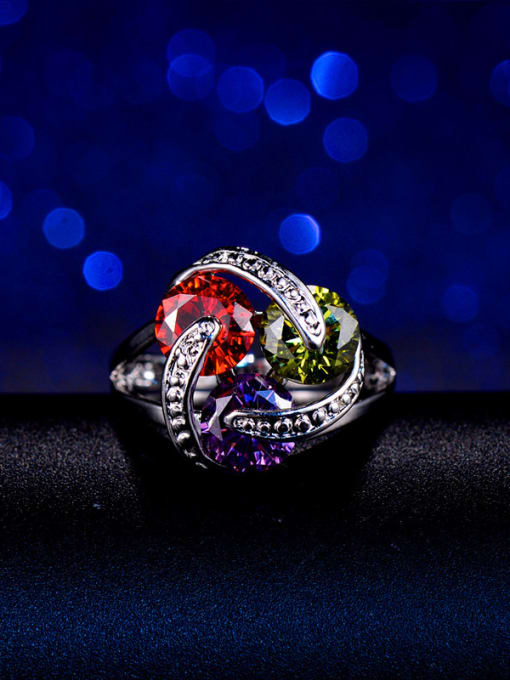 L.WIN Exquisite Colorful Zircons Statement Ring 0