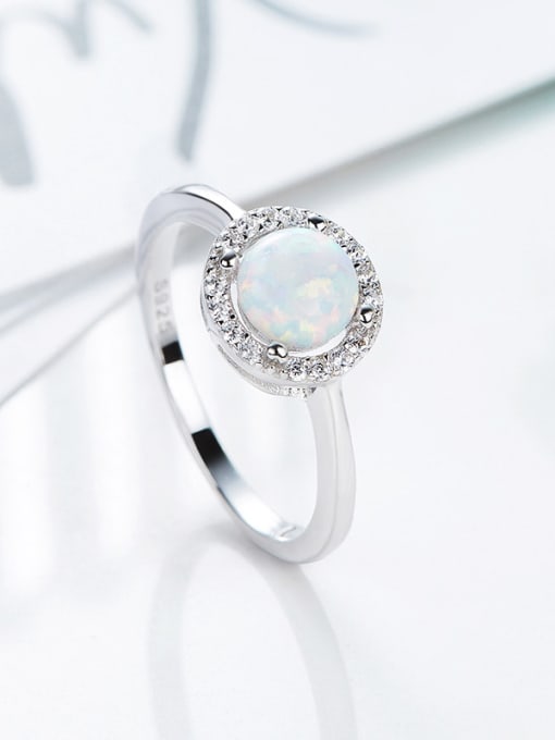 CEIDAI Fashion Opal stone Tiny Zirconias 925 Silver Ring 2