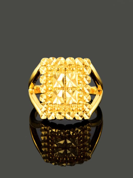 Yi Heng Da Exaggerated 24K Gold Plated Square Shaped Copper Ring 1