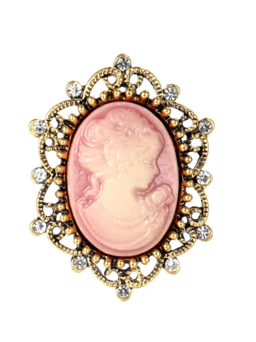 pink Alloy With Antique Copper Plated Vintage Beauty Head Brooches